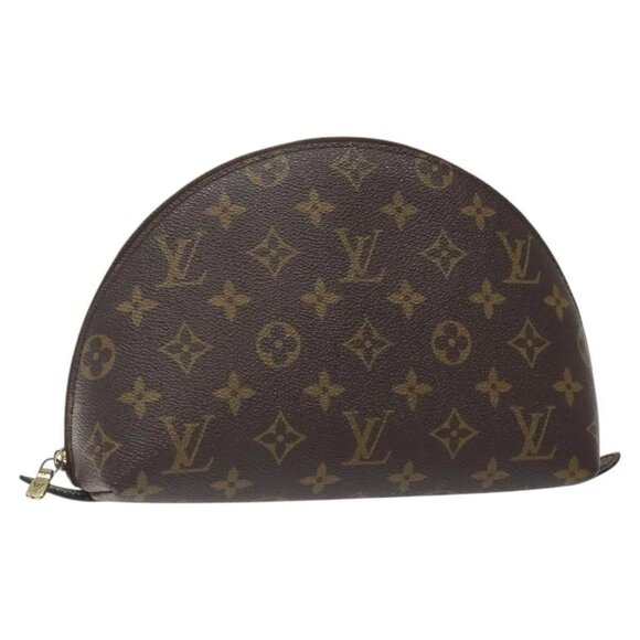 LOUIS VUITTON Monogram Trousse Demi Ronde Cosmetic Pouch M47520 LV Auth 125342 - Picture 1 of 16